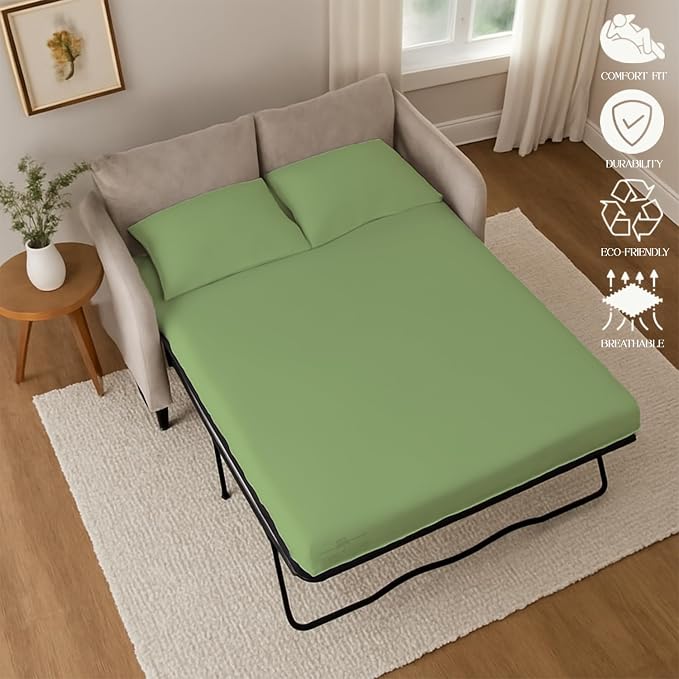 Sleeper Sofa Bed Sheet, 100% Cotton 400 Thread Count, 4 Piece Set, Deep Pocket - Image 6