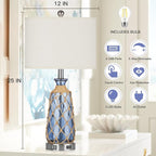 Ruzectt Coastal Glass Table Lamps, 3-Way Dimmable Touch Control Bedside Lamps - Image 4