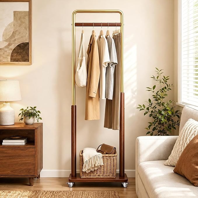 Taitiy Clothes Rack Solid Wood Coat Rack, Metal and Solid Wood Combination by Taitiy