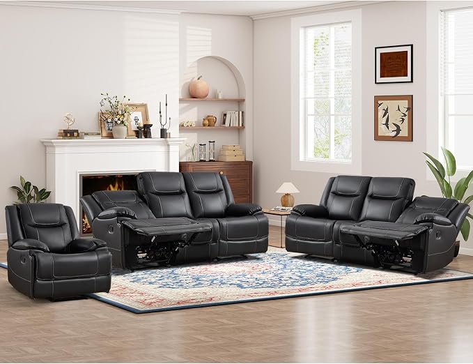 ANJ Premium Genuine Manual Reclining Sofa Set by ANJ