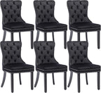 KCC Velvet Dining Chairs Set of 6, Upholstered High-end Tufted Dining Room Chair by KCC