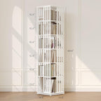 YOWOS Rotating Bookshelf Tower, 360° Display Spinning Bookcase, Bamboo - Image 3