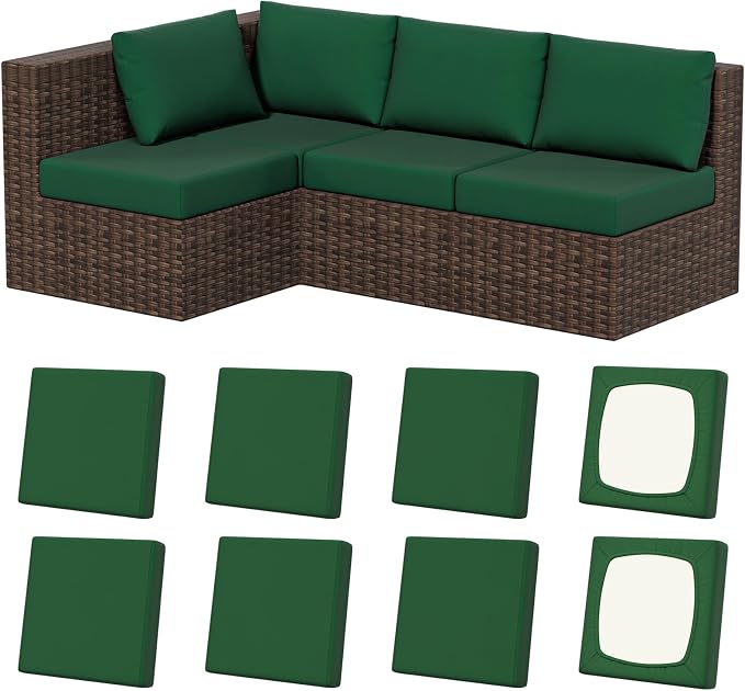 8Pcs Outdoor Cushion Covers, Stretch Patio Furniture Couch Chair Slipcovers | by VORSHAPE