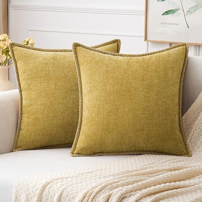 MIULEE Decorative Couch Throw Pillow Covers 16x16 Inch Mustard Yellow | by MIULEE
