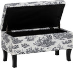 Linon Stephanie Black and White Toile Fully Upholstered Bench - Image 9
