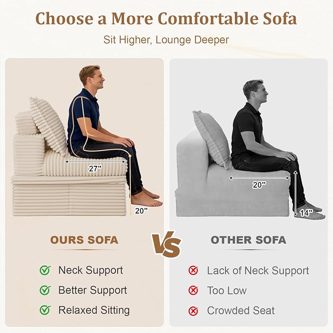 Upgrade Boneless Couch with Storage, Extra Deep&High Seat Modular Sectional - Image 6