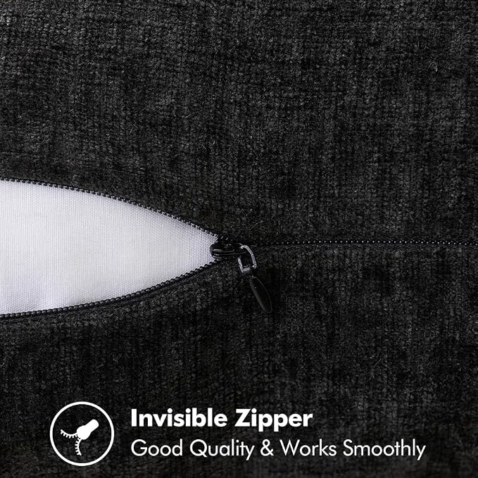 MIULEE Decorative Lumbar Throw Pillow Covers 12x20 Inch Black 2 Pack | - Image 3