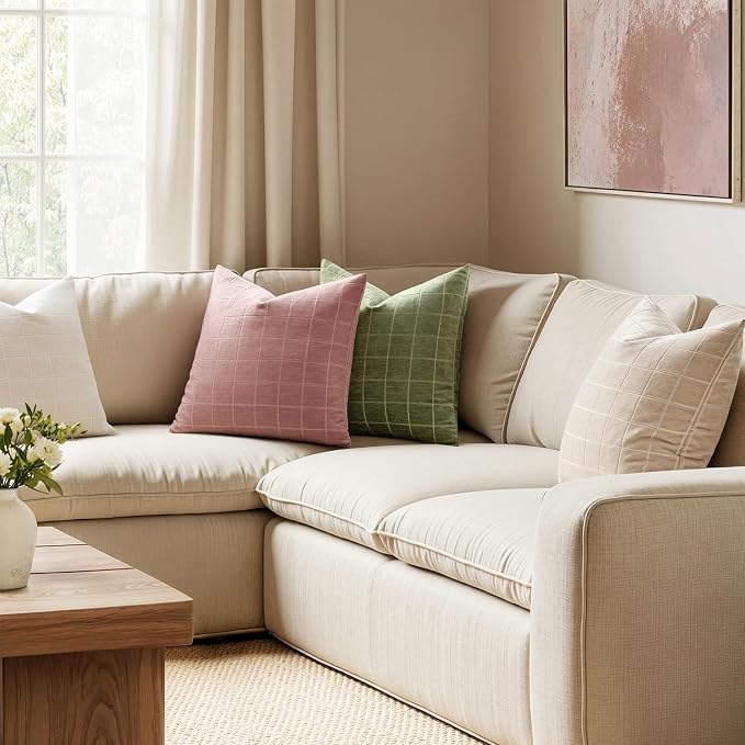 MIULEE Valentines Decorative Chenille Throw Pillow Covers Vintage Plaid Couch - Image 5