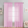 2 Pack: Basic Pink Sheer Curtain 84 Inches Long, Light Filtering Sheer Drapes by OVZME