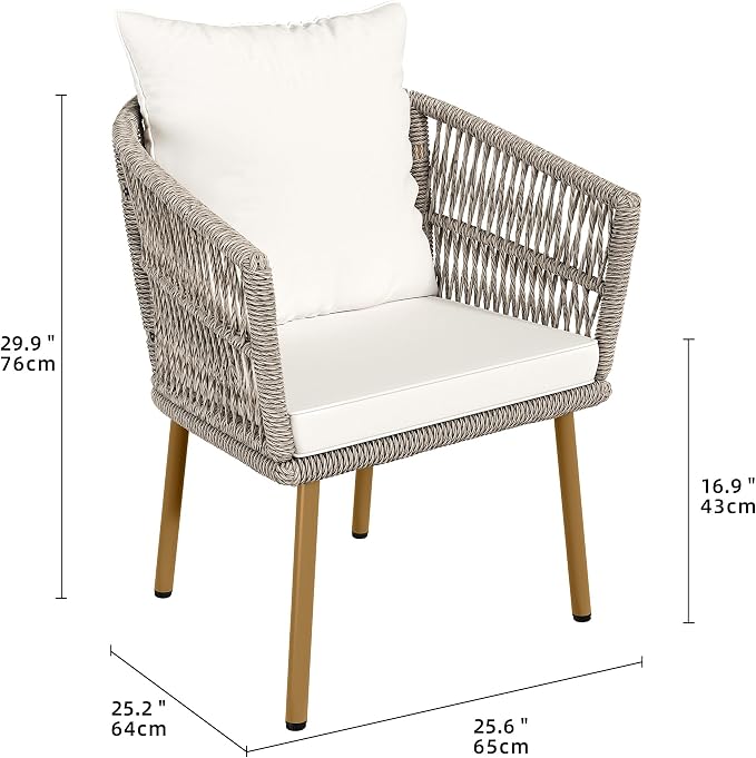 YITAHOME Outdoor Dining Single Sofa Chair, Indoor-Outdoor Wicker Bistro Chairs - Image 3
