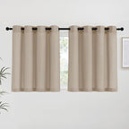 NICETOWN Taupe Linen Kitchen Curtains 36 inch Length, Decorative Thick Flax by NICETOWN