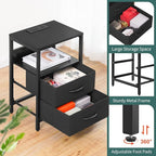 Yoobure Nightstand with Charging Station, LED Night Stand with Fabric Drawers - Image 8
