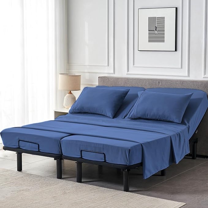 Kingnex Split Queen Sheets for Adjustable Bed Soft 1800 Microfiber 5 Pieces - Image 4