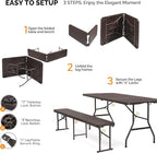 VINGLI Picnic Table Set with 2 Benches, 6 Feet Camping Table Chair Set - Image 5