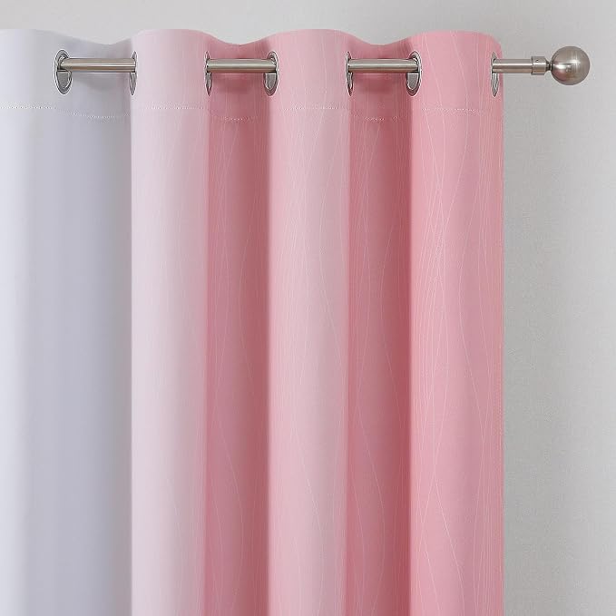 Pink and Greyish White Ombre Blackout Curtains - Image 4