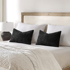 MIULEE Decorative Lumbar Throw Pillow Covers 12x20 Inch Black 2 Pack | Modern - Image 3
