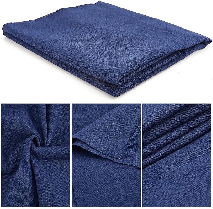 59 Inch Navy Blue Linen Cotton Quilting Fabric by The Yard Canvas Embroidery - Image 5