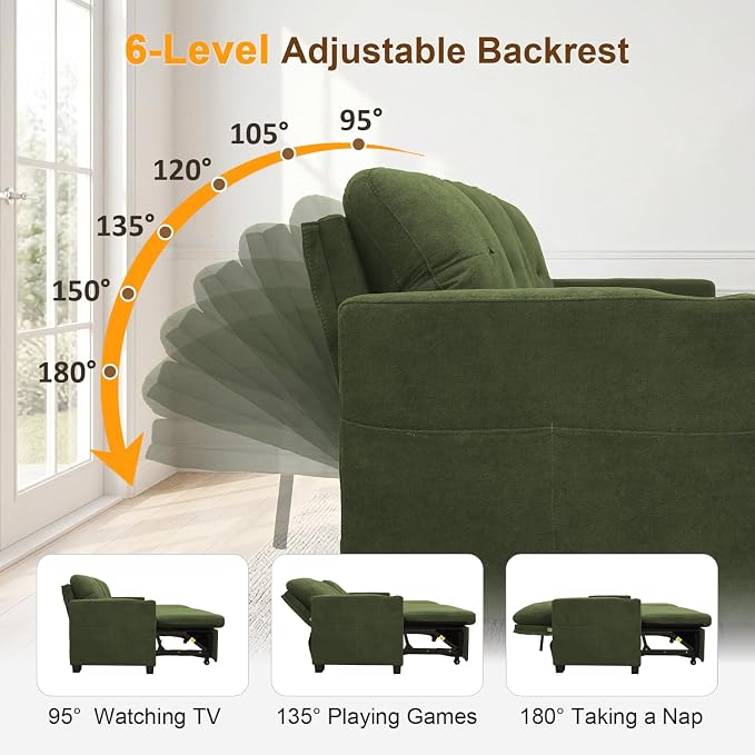 KCGKCG 82" L Shaped Sleeper Sofa Bed, Pull Out Sectional Couch - Image 3