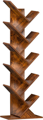 SHEEPAM 10 Tier Tree Book Shelf, Floor Standing Wood Bookshelf by SHEEPAM