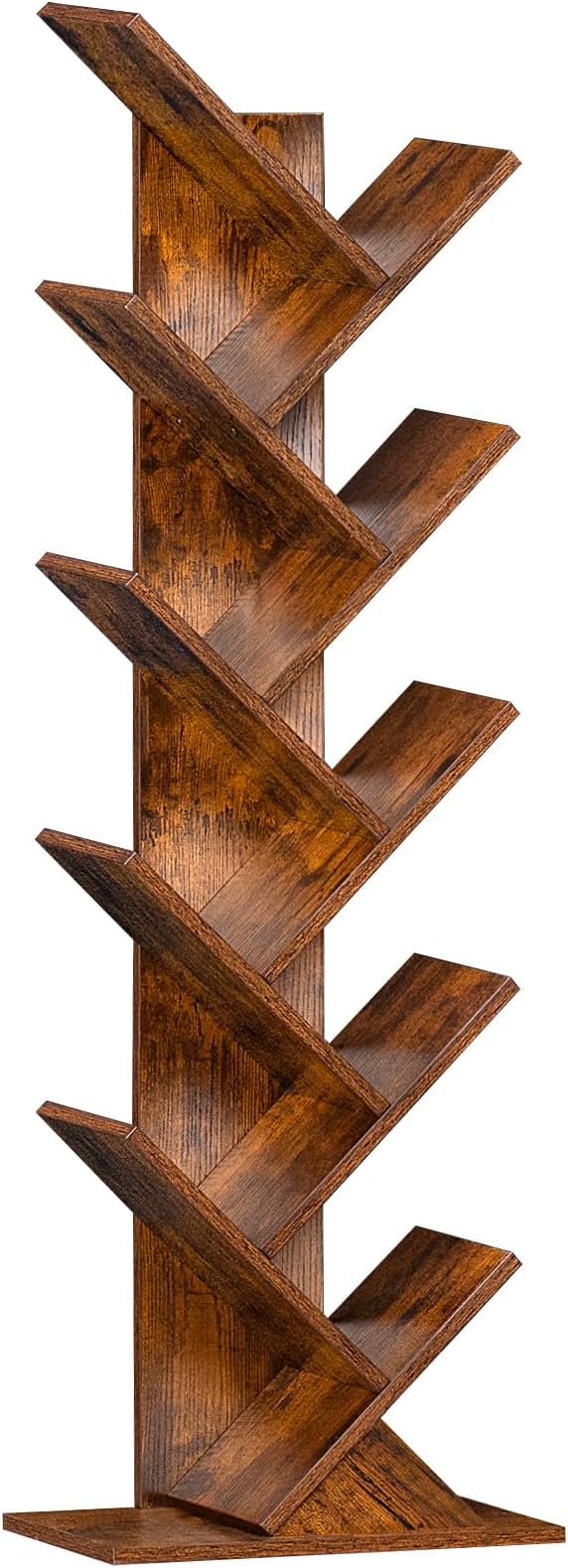 SHEEPAM 10 Tier Tree Book Shelf, Floor Standing Wood Bookshelf by SHEEPAM