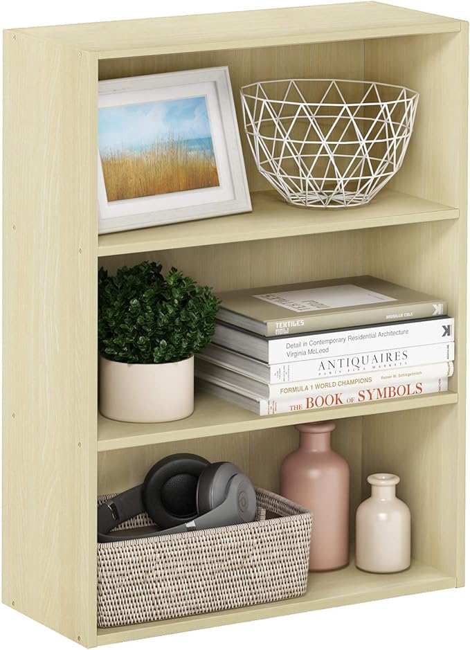Furinno PASIR Book Shelf, 3-Tier Bookshelf, Storage Shelves Bookcase, 9.7 x by Furinno-FitsYourSpaceFitsYourBudget