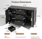 47.2" W Storage Cabinet with 3 Drawers, Fluted Buffet Cabinet with Storage - Image 2