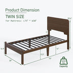 BOSRII 14in High Solid Bamboo Wood Platform Twin Size Bed Frame - Image 2