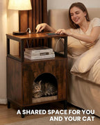 Cat Side Table with Charging Station & Storage Shelf, Small End Tables with Cat - Image 5