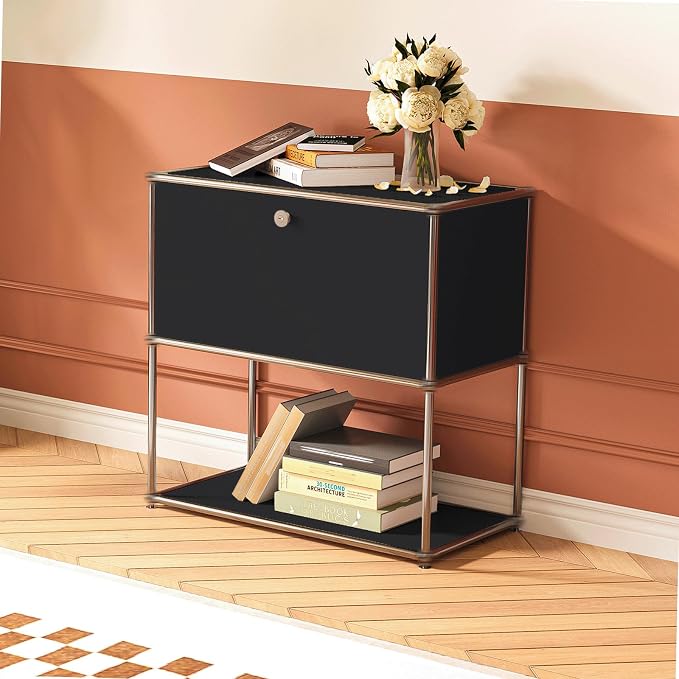 Modern Storage Cabinet Black D Versatile Free-Standing Organizer - Image 2
