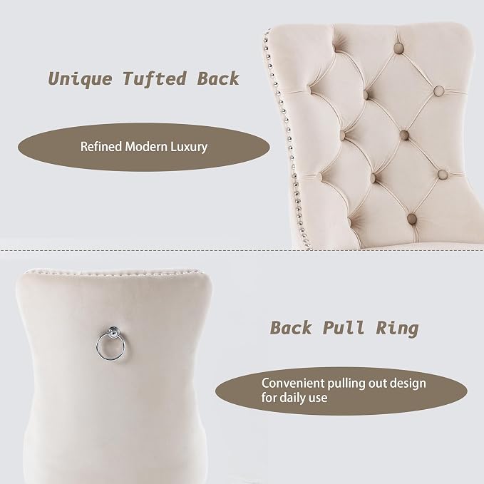 KCC Velvet Dining Chairs Set of 4, Upholstered High-end Tufted Dining Room Chair - Image 6