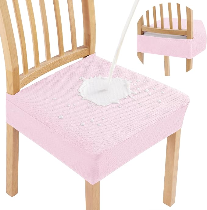 Smiry Waterproof Seat Covers for Dining Room Chairs Set of 4, Stretch Jacquard by Smiry