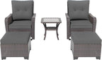 ALAULM 5-Piece Outdoor Swivel Rocking Chair Set - Image 7
