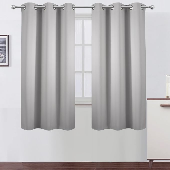 Light Grey Blackout Curtains 42 x 63 Inch Length/Set of 2 Curtain by Lemomo