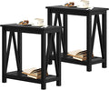 ChooChoo Farmhouse End Table Set of 2, Rustic Vintage Narrow End Side Table by ChooChoo