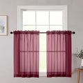 Cafe Curtains 36 Inch Length Tier 2 Pieces, Modern Soft Airy Sheer Kitchen by WelvetBLK