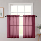 Cafe Curtains 36 Inch Length Tier 2 Pieces, Modern Soft Airy Sheer Kitchen by WelvetBLK