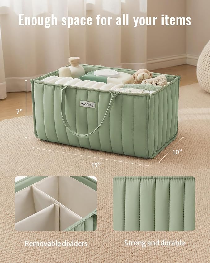 Blissful Diary Baby Diaper Caddy Organizer, Stylish Storage Basket - Image 2