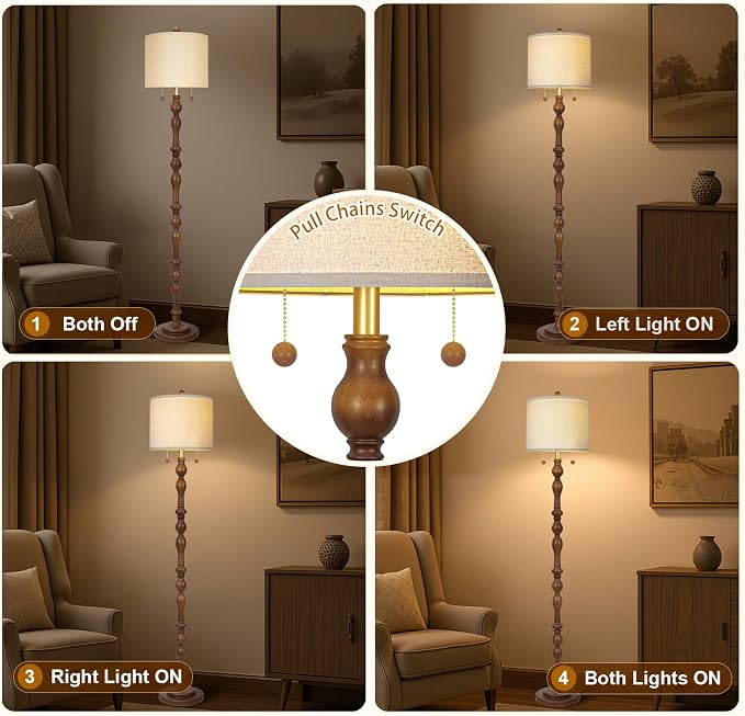65.5" Natural Real Wood Floor Lamp - Image 3