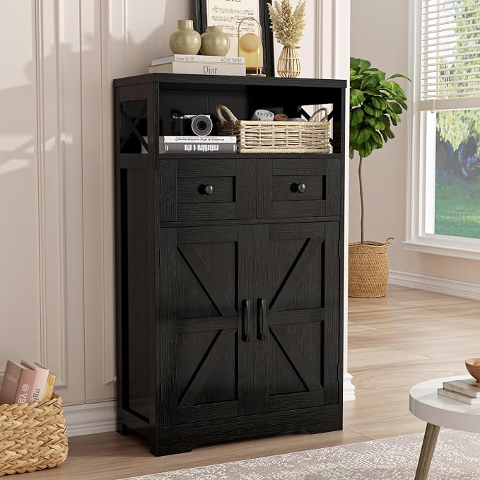 Black Farmhouse Kitchen Pantry Cabinet by FiveWillowise