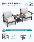 SERWALL HDPE Patio Sofa Set, 3-piece Sectional Outdoor Furniture Set, All - Image 2