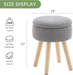 Wimarsbon Pouf Ottoman, 100% Cotton Knitted Boho Footstool, Round Footrest - Image 3