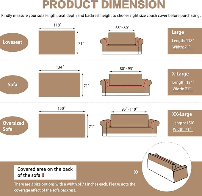 DREAMINGO Couch Cover for Sofa, Chenille Couch Cover Blanket, Washable Sofa - Image 2