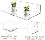 Jansburg 12 Inch L-Shaped Acrylic Floating Shelf Clear Wall Mounted Shelves - Image 5