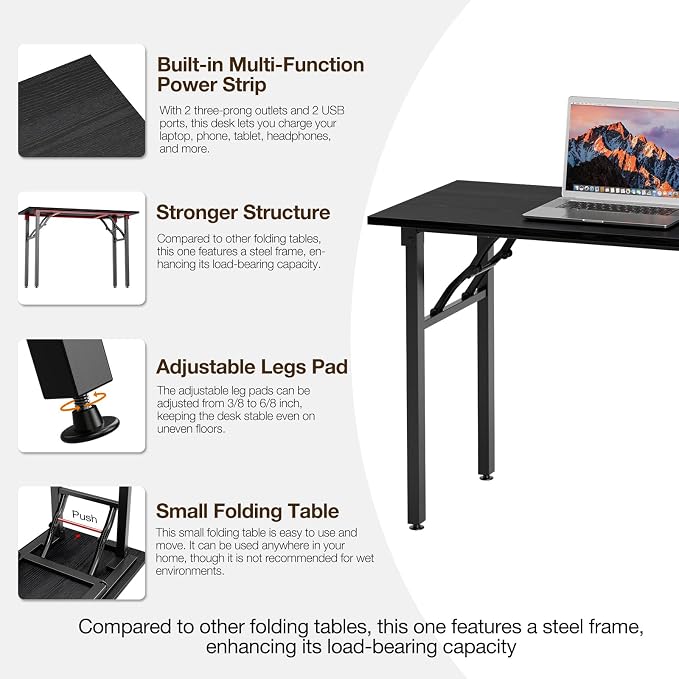 TEMI Small Computer Desk Folding Table - Image 8