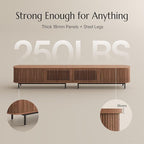 POVISON Fully-Assembled Sliding Tambour Door TV Stand, Mid Century Modern TV - Image 5