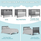 Baby Crib 5-in-1 Convertible, Wood Full Size Toddler Bed - Image 5
