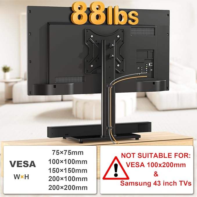 TVON Universal TV Stand Base, Swivel Table Top TV Stand - Image 5