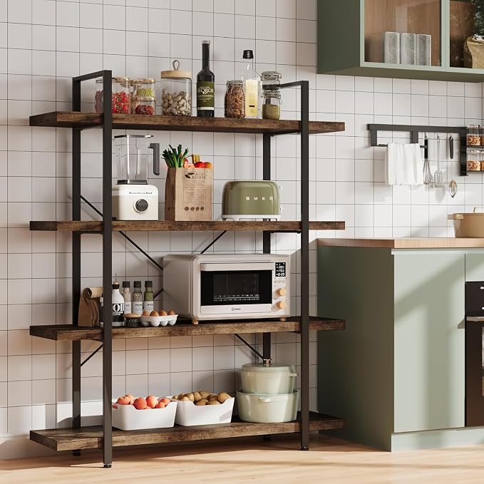 OtterOasis Bookshelf Set, Heavy Duty 4-Tier Industrial Bookcase, 120lbs Shelf - Image 6