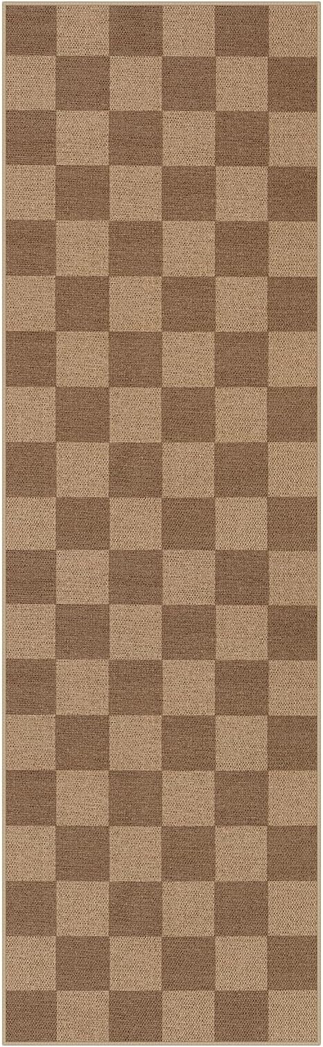 Lahome Checkered Easy Jute Kitchen Runner Rug, 2x8 Outdoor Rugs Washable | - Image 8