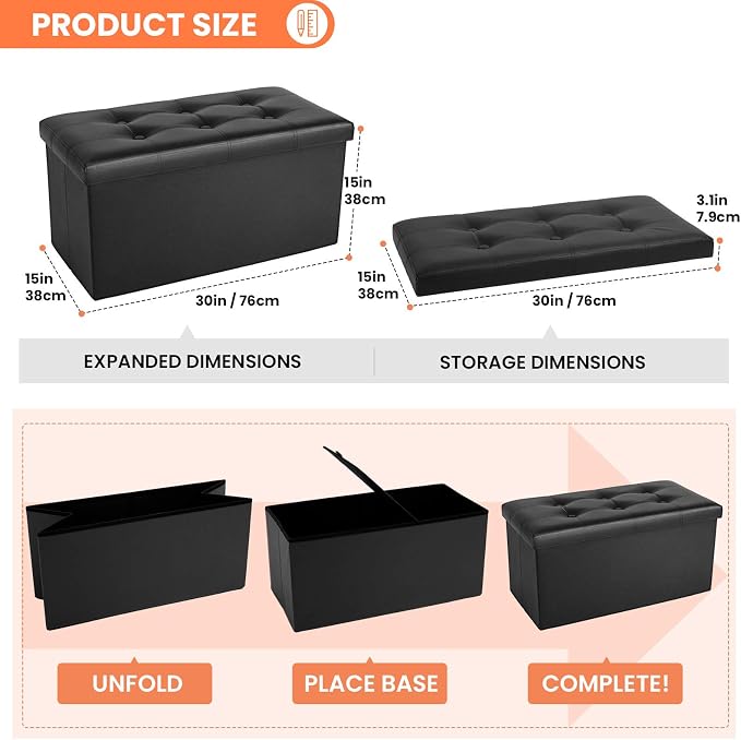 COSYLAND Ottoman Bench with Storage - Image 3